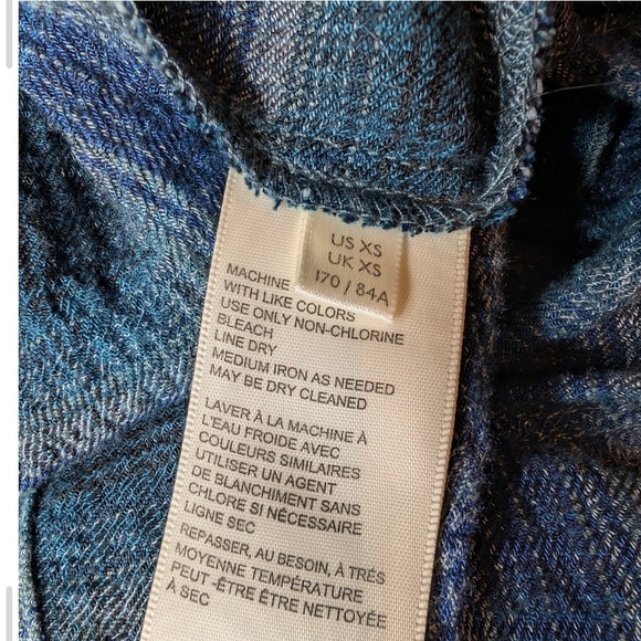 Pre-owned Free People Navy Plaid Ruffle Blouse - Picture 5 of 9